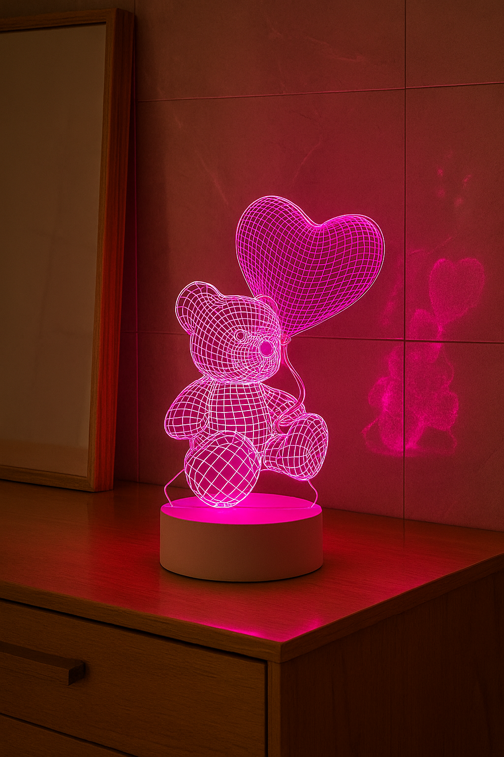 3D Akrilinė USB LED Lempa "Meškis"