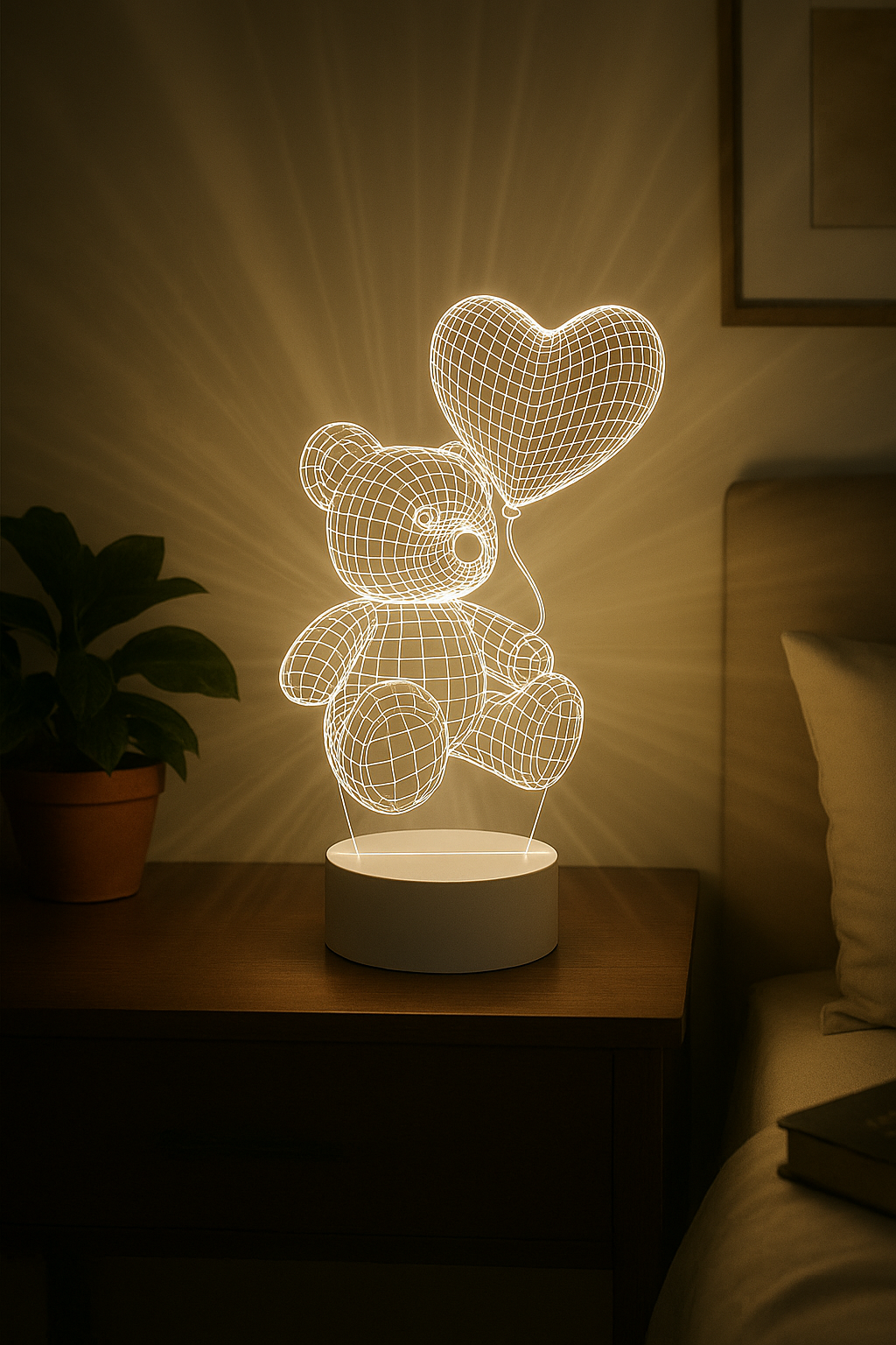 3D Akrilinė USB LED Lempa "Meškis"