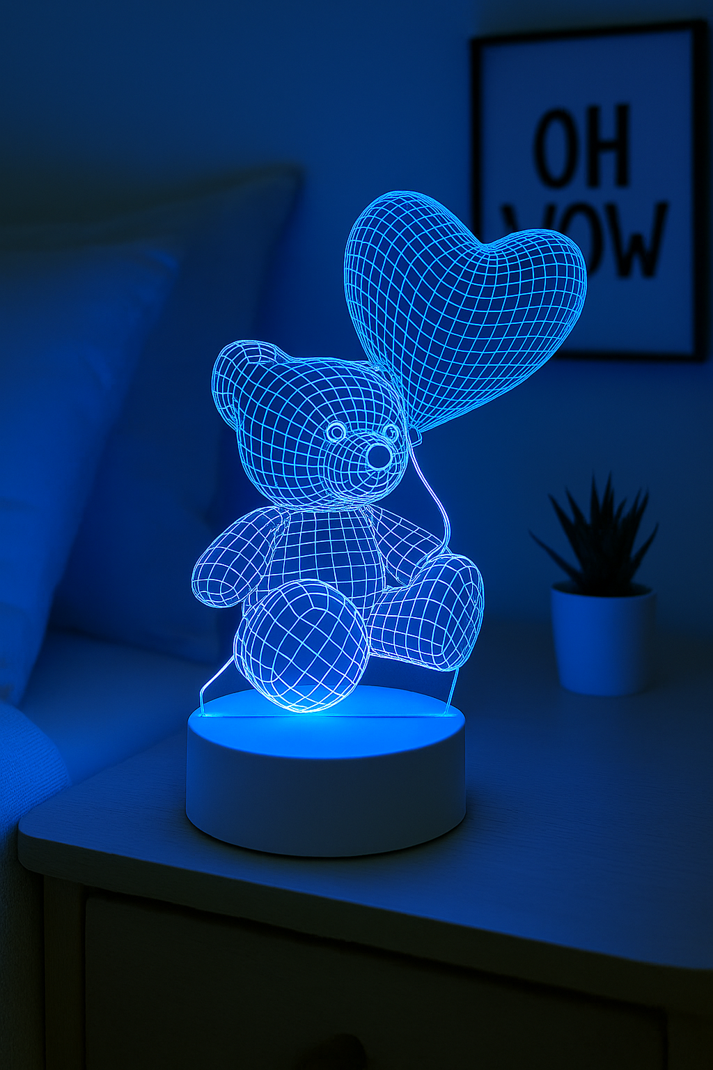 3D Akrilinė USB LED Lempa "Meškis"