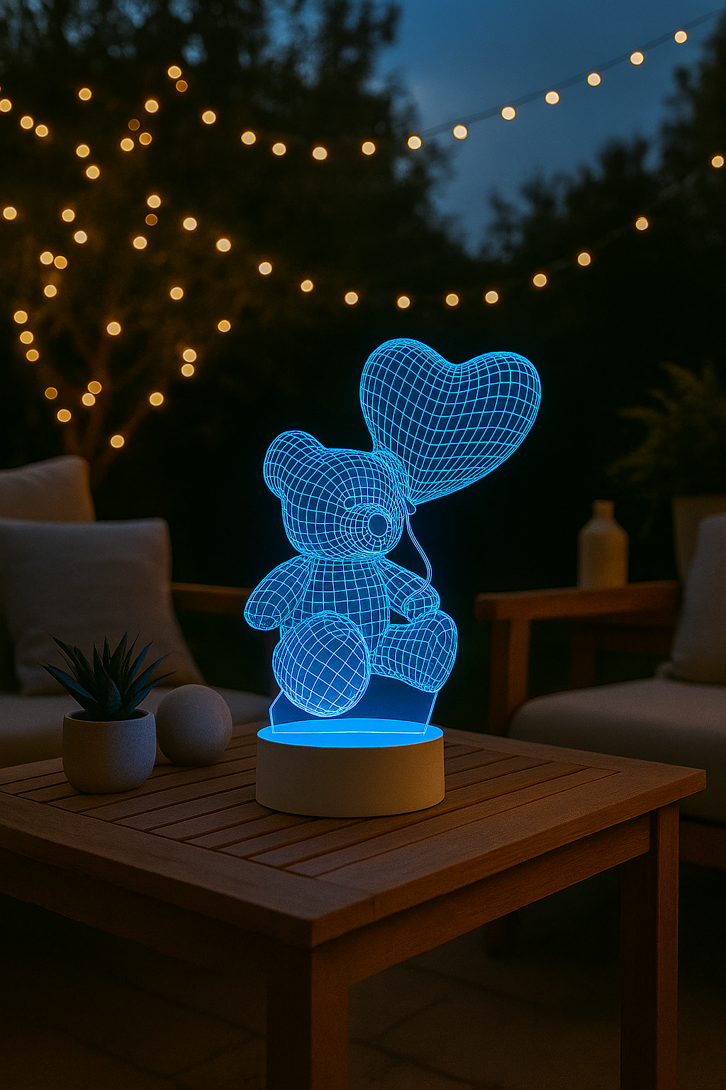 3D Akrilinė USB LED Lempa "Meškis"