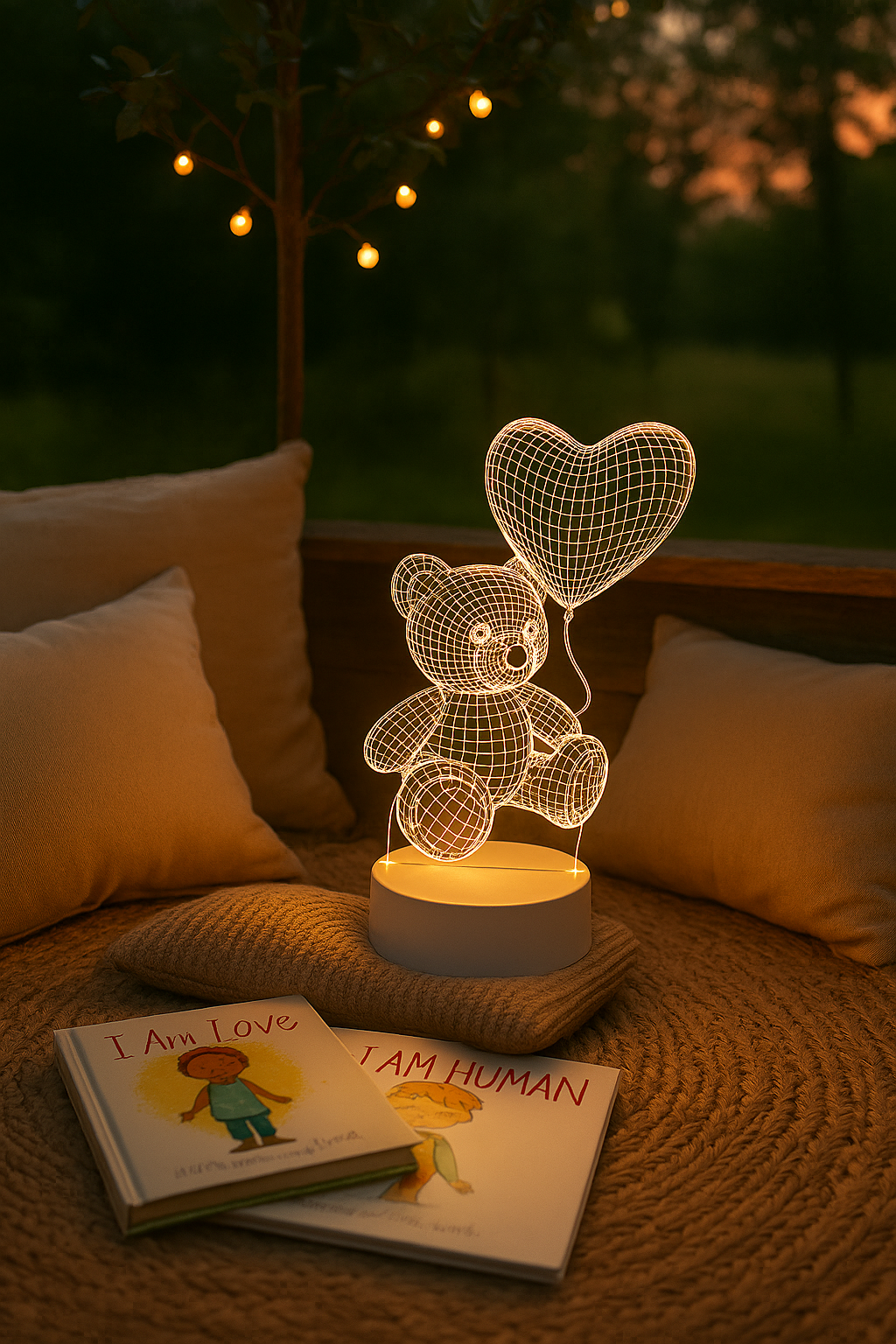 3D Akrilinė USB LED Lempa "Meškis"