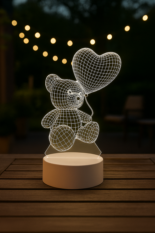 3D Akrilinė USB LED Lempa "Meškis"