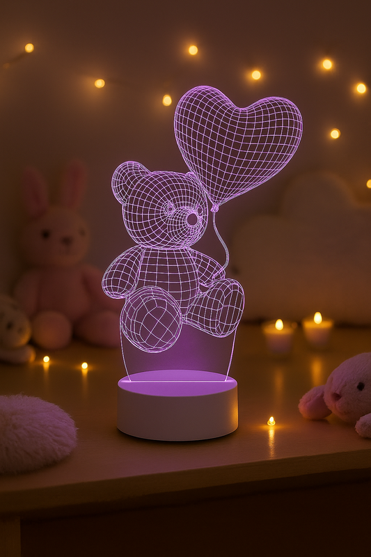 3D Akrilinė USB LED Lempa "Meškis"